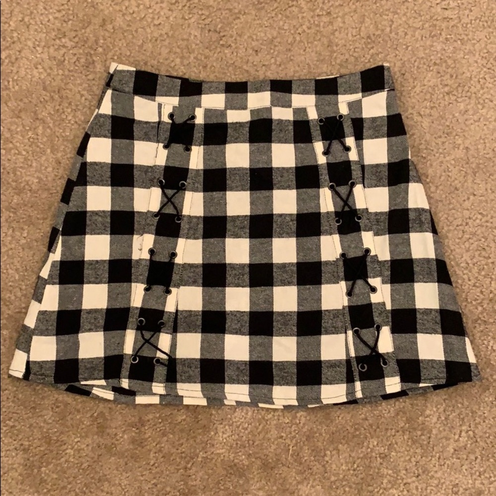 NWOT Small Black/Ivory Checkered Boutique Skirt